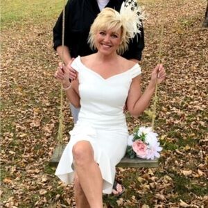 VENUS White Asymmetrical Ruffle Dress